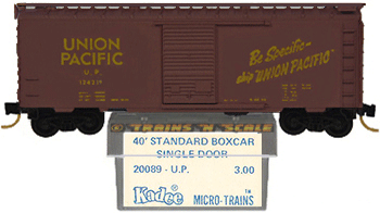 Kadee Micro-Trains 20089 Blue Label 40' Boxcar Union Pacific U.P. 124239 with Yellow Lettering